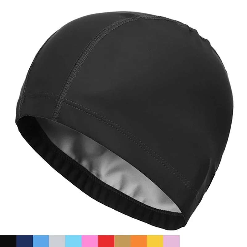 Aquatic Sports Cap - 新しい防水 PU 生地保護耳ロングヘアウォータースポーツ水泳プール水泳入浴キャップ帽子プラスサイズ男性 & 女性大人