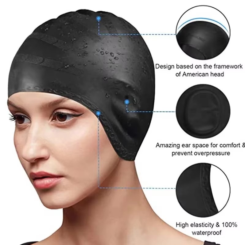 Aquatic Sports Cap - ユニセックス防水スイミングキャップ高弾性耳保護機能付き大型シリコンダイビングキャップで快適性と耐久性を向上