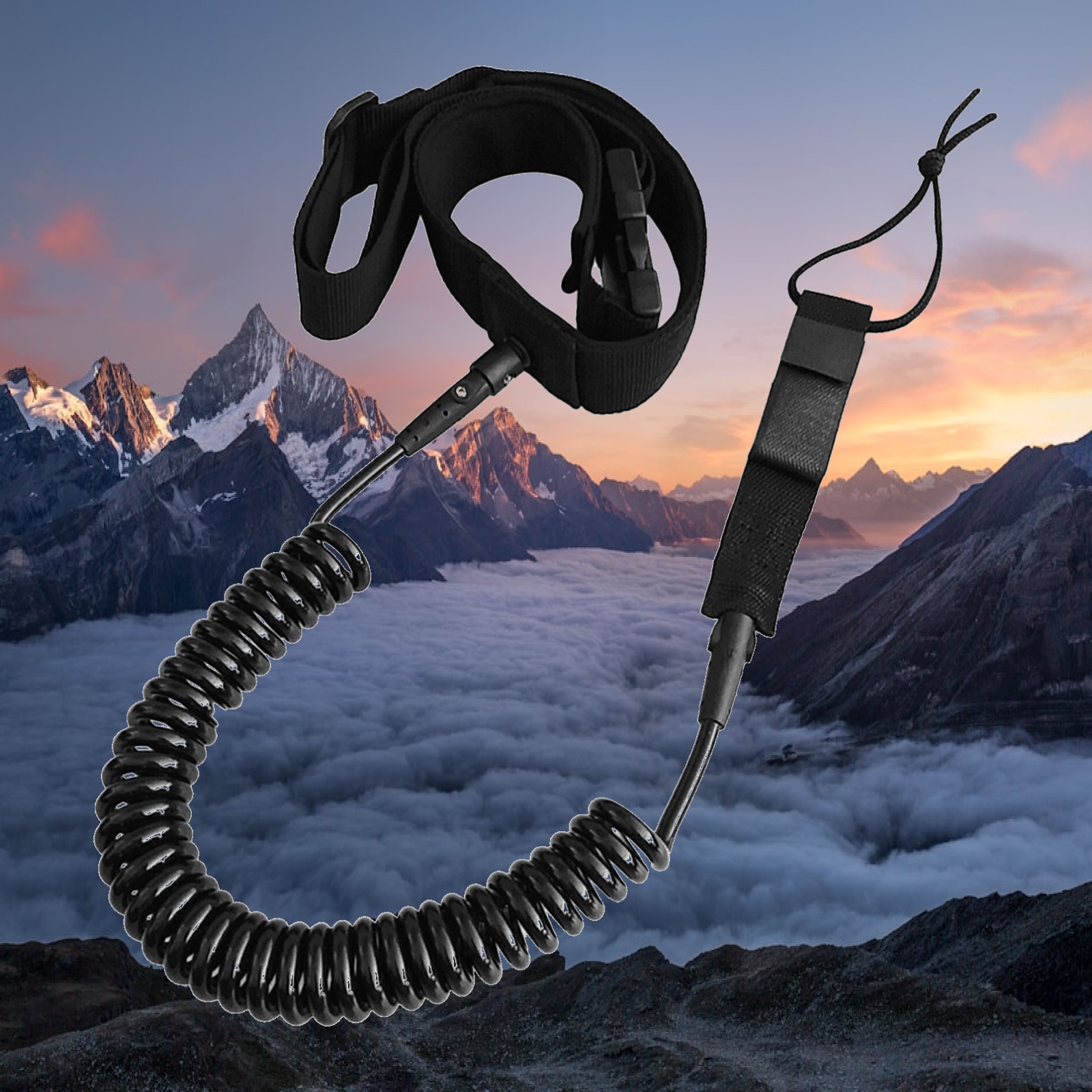 Stand Up Paddle Leash - コイル状SUPリーシュ、耐久性のあるTPUとステンレススチール製、初心者向けサーフボードウエストロープ、スタンドアップパドル用