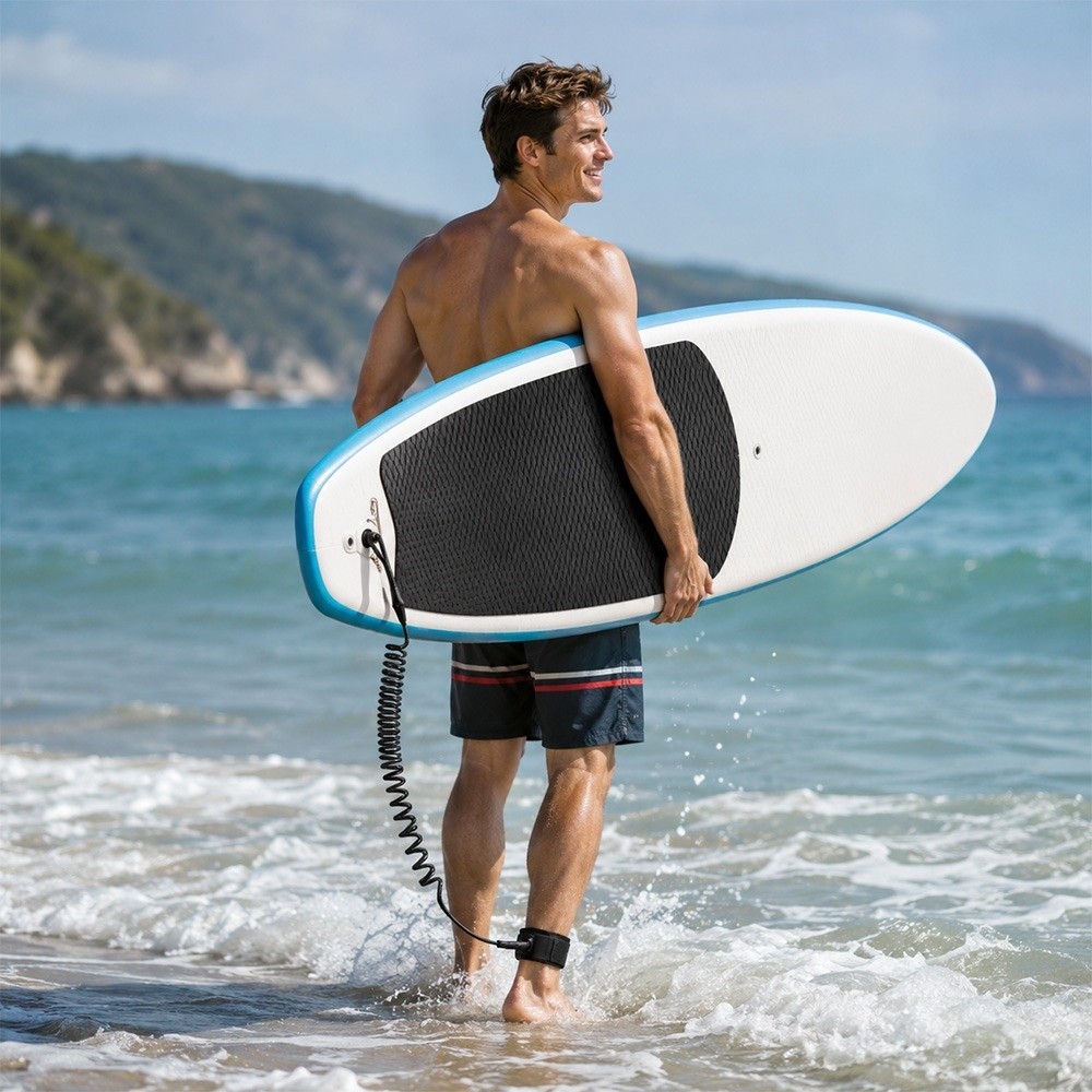 Stand Up Paddle Leash - 高品質5mm/10フィートサーフボードリーシュ、5色展開、TPUサーフィンスタンドアップパドルボードトラクションロープ、シングルボードロープ