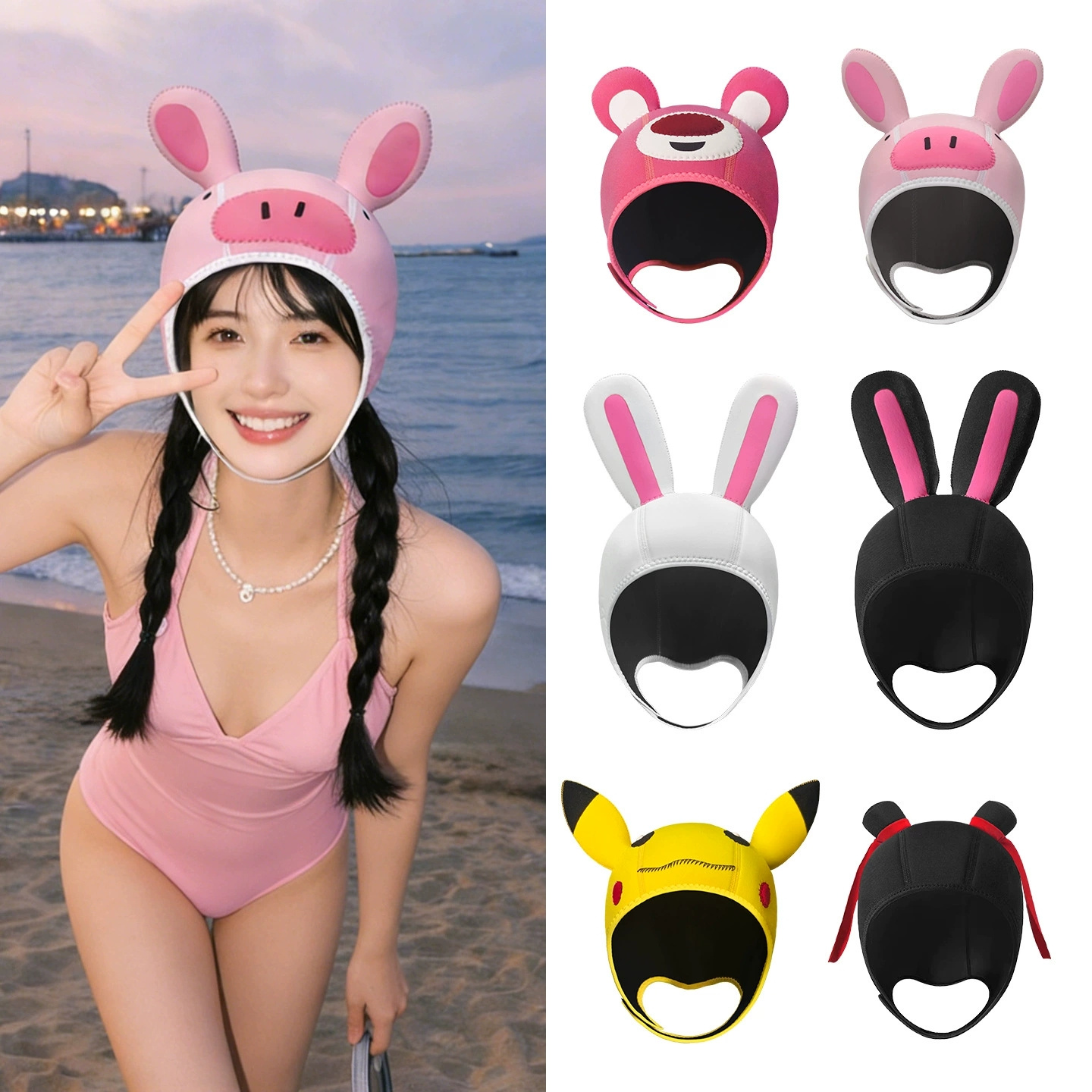 3mm ネオプレン製のかわいい漫画風サーマルダイビングキャッ - Aquatic Sports Cap のレビューと価格