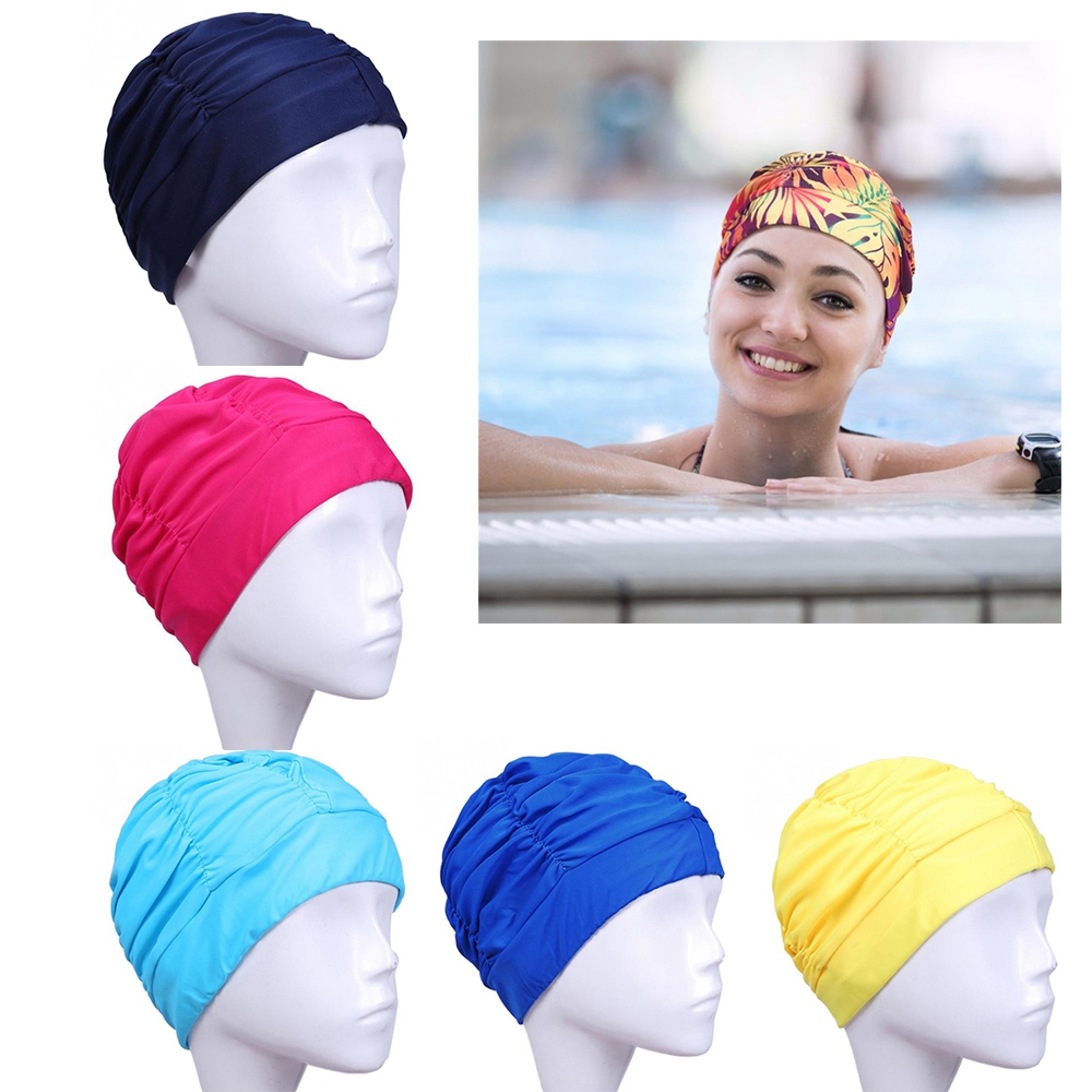男性と女性のためのナイロンターバン,水泳帽,長い髪,防水,耳 - Aquatic Sports Cap のレビューと価格