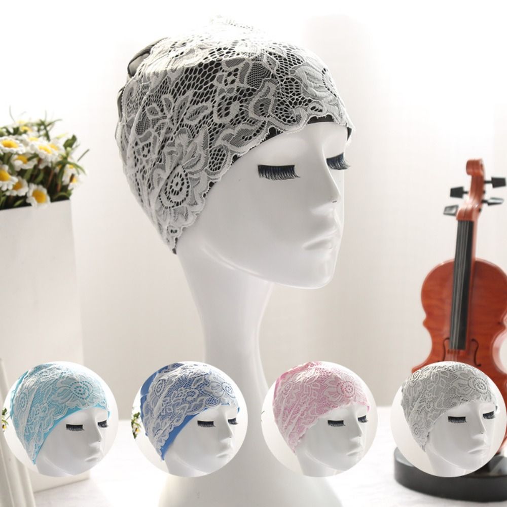 ファッション保護耳レース水泳キャップロングヘア防水女性水泳キ - Aquatic Sports Cap のレビューと価格