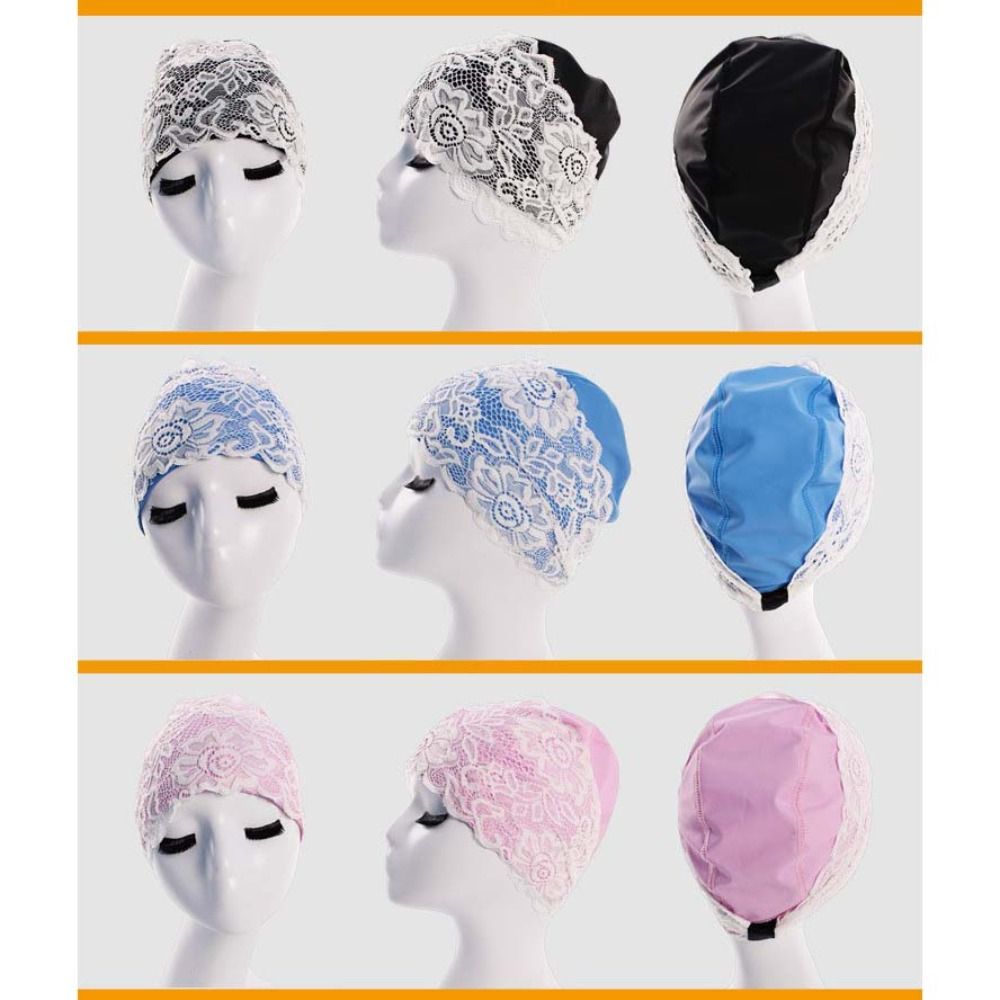 ファッション保護耳レース水泳キャップロングヘア防水女性水泳キ - Aquatic Sports Cap のレビューと価格