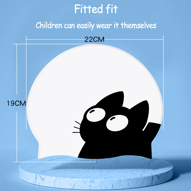 子供用の伸縮性シリコンスイミングキャップ,かわいい猫,長い髪 - Aquatic Sports Cap のレビューと価格