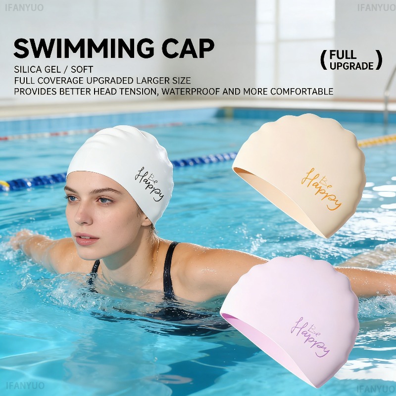 女性用シリコン水泳キャップ特大ロングヘア防水耳保護水泳帽子プ - Aquatic Sports Cap のレビューと価格