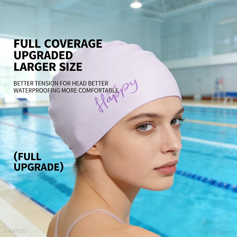 女性用シリコン水泳キャップ特大ロングヘア防水耳保護水泳帽子プ - Aquatic Sports Cap のレビューと価格