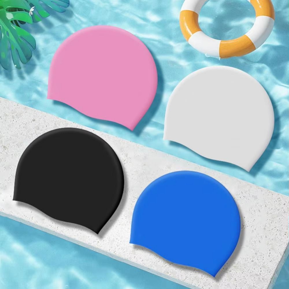 弾性シリコン水泳ヘッドギア厚みのあるデザインソリッドカラー防 - Aquatic Sports Cap のレビューと価格